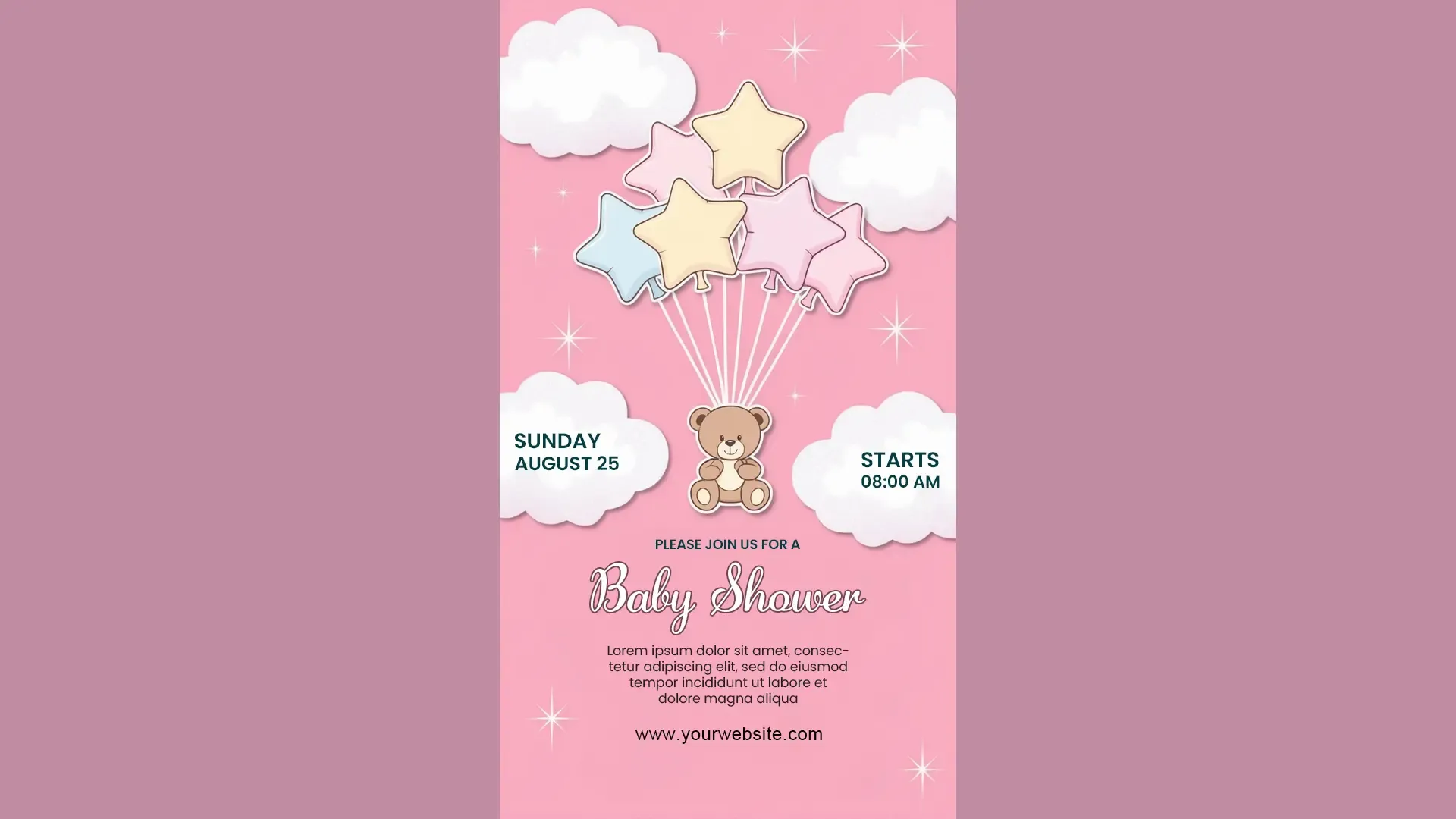 Teddy's Sky Adventure Baby Shower Invitation Card Instagram Story